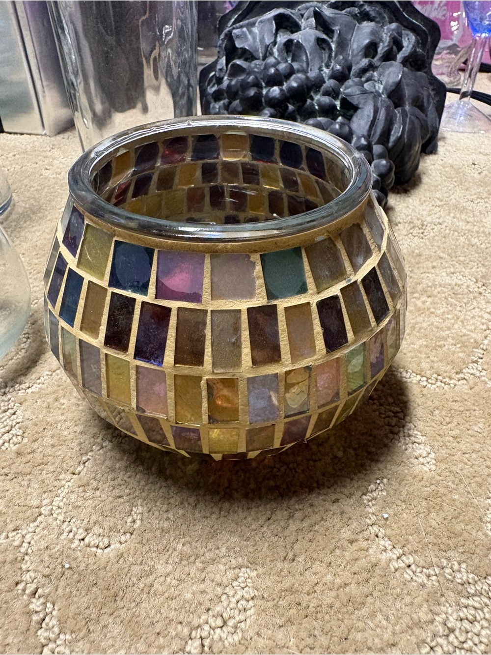 Multicolor Mosaic Glass Candle Holder - Home Accents